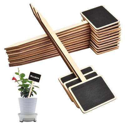 20PCS Rustic Wooden Plant Labels, T-Shaped Garden Signs - Blackboard Message Board, Floor Mount