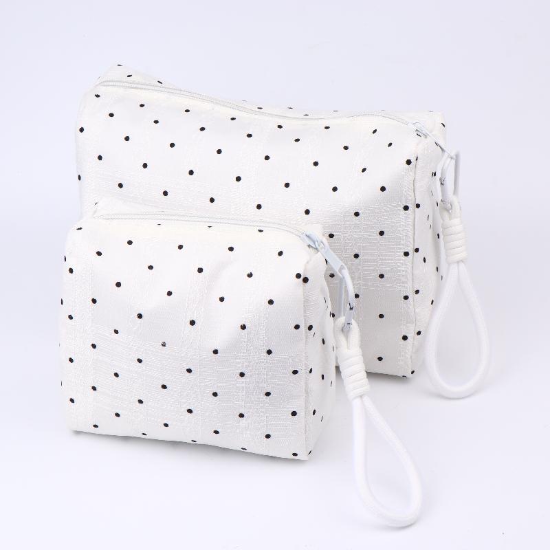 Ins Simple Polka Dots Cosmetic Bag Portable Makeup Bag Travel Storage Pouch Large Capacity Toiletry Zipper Bag Girl Gifts