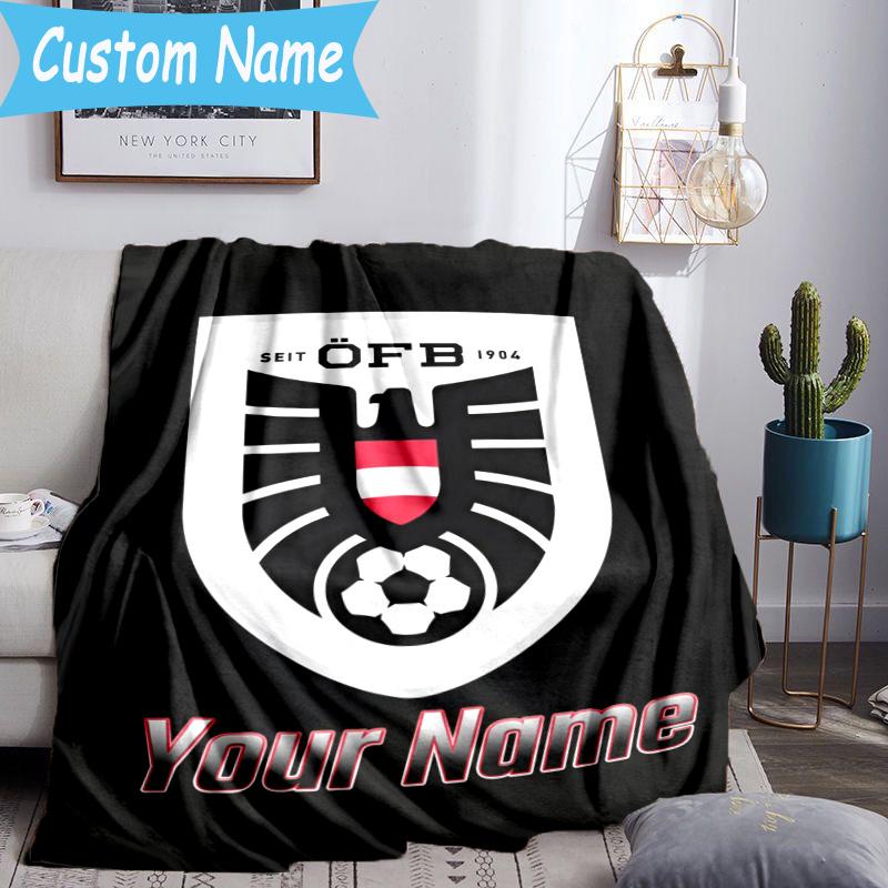 Custom Name ÖFB Football Blanket Flannel Blanket for Camping, Hiking, Garden Parties, Picnic Essentials,gift for family and friend
