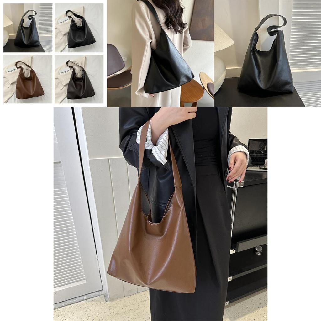 Stylish Pu Tote Bag For Women In Black And Brown Perfect For Casual Commuting