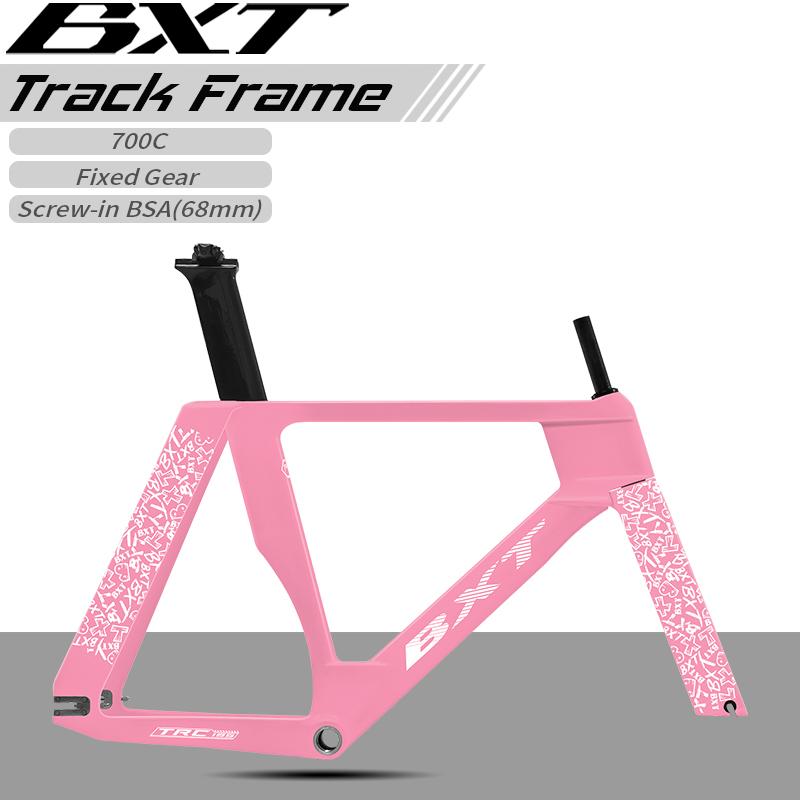 BXT Nuovo Telaio Pista in Carbonio Bici Pista Scatto Fisso Telaio in Fibra di Carbonio TRC-195 Set Telaio Pista Monomarcia 700Cx28C