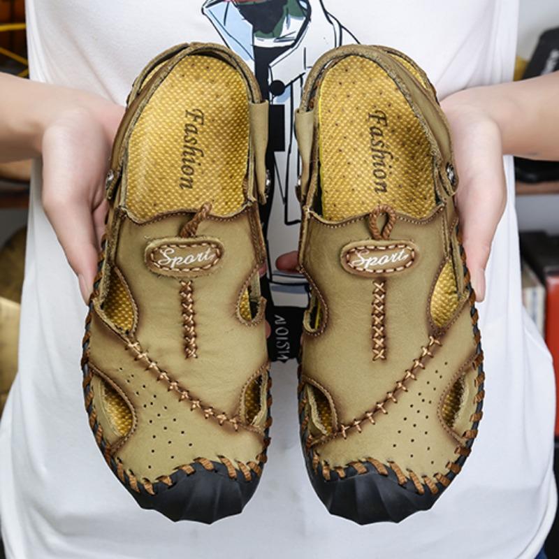 38-48 Summer Men's Large Size Leather Beach Sandals