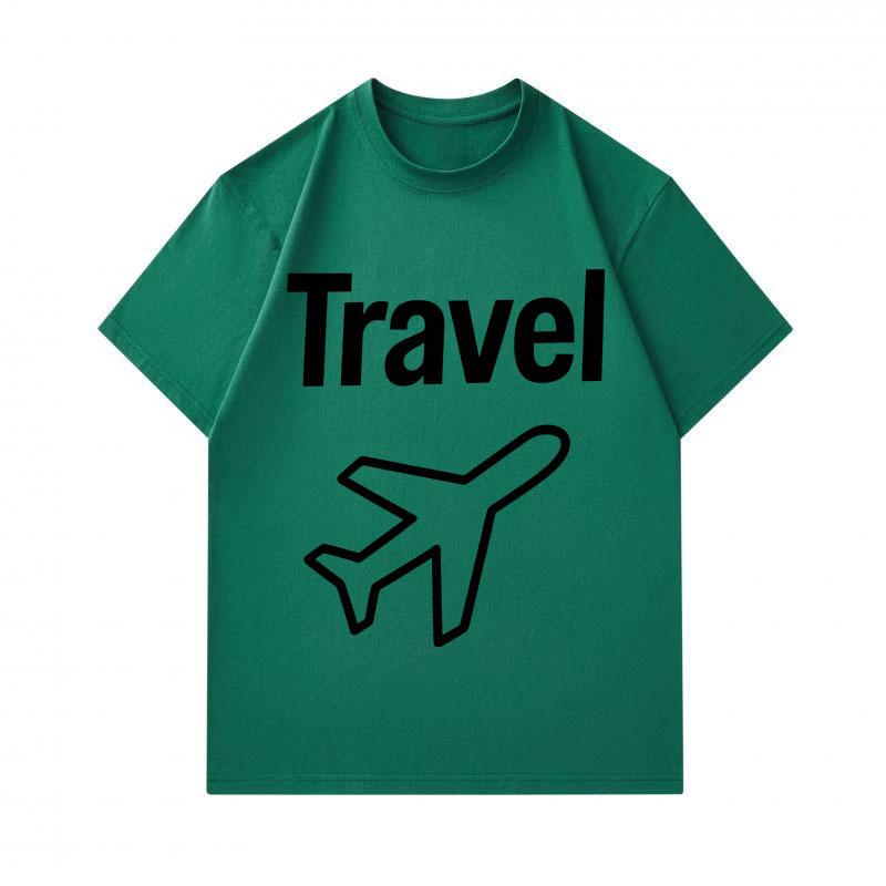 Men's 100% Cotton Crew Neck Short Sleeve T-Shirt, Casual Travel Airplane Graphic Print Comfortable Lightweight Tee For Daily Outdoor Vacation Street W