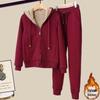 Damen Winter Plus Samt Hoodie & Hose Set - Trendiges Lässiges Zweiteiliges Oberbekleidungsset
