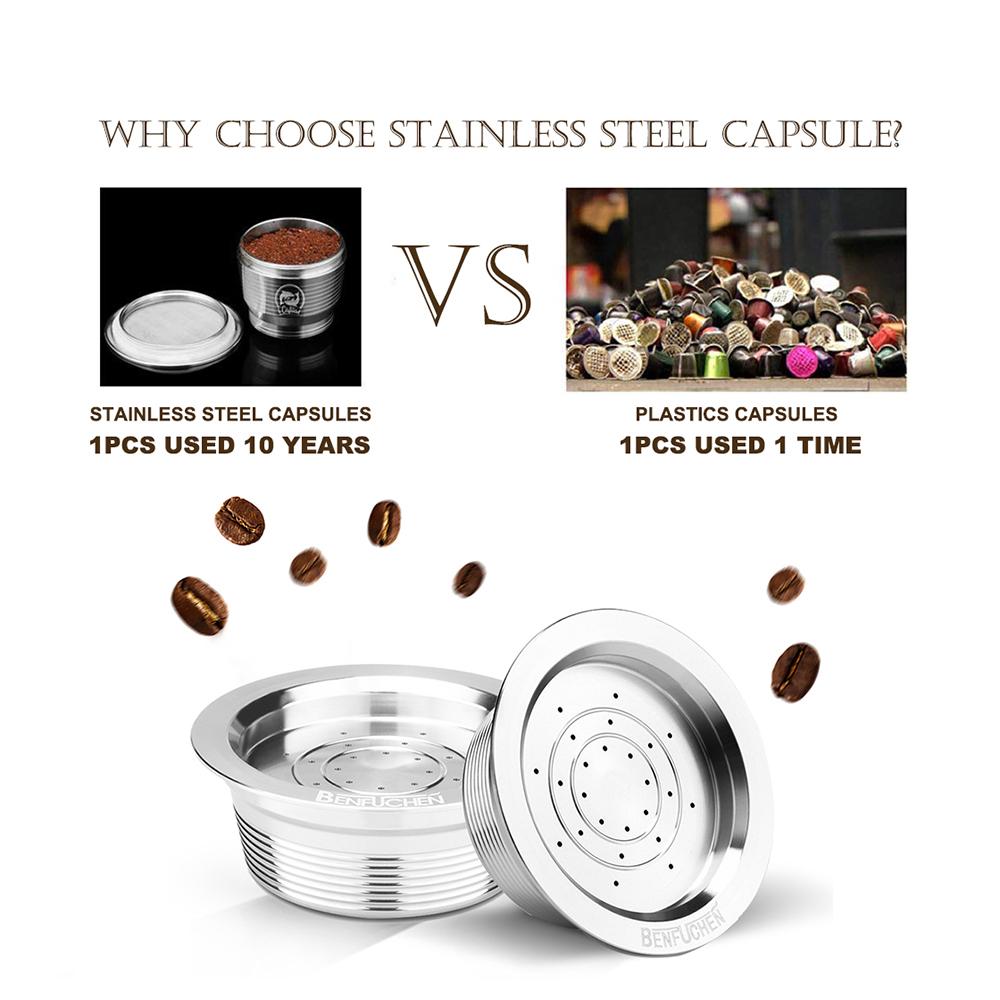 

Reusable Stainless Steel Coffee Capsule, 18 8 Food Grade, Dishwasher Safe, BPA Filter, for Strong and Coffee, with Brush and