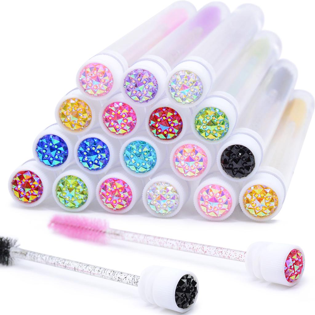 With Crystal Lash Mascara Wands Eyebrow Comb Spoolies Container Lash Brush Applicators Makeup Tools 50Pcs Eyelash Brush Tubes