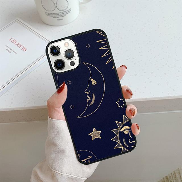 Sun Moon Stars Phone Case For iPhone 17 Air 13 12 14 15 16  Cover For Apple 14 15 16 Pro Max 6S Plus Coque