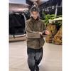 Vintage Faux Fur Patchwork Loose Coats Women V-Neck Lace Up Short Jacket  Autumn Winter Female Casual Oversized Street Outerwear