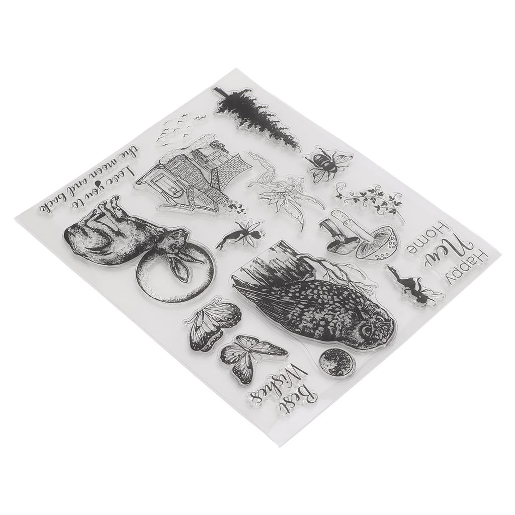 Şeffaf Damgalar Şeffaf Baskı Peri Baykuş Tavşan Peri Çoklu Desenler Kart Yapımı için Şeffaf Damga