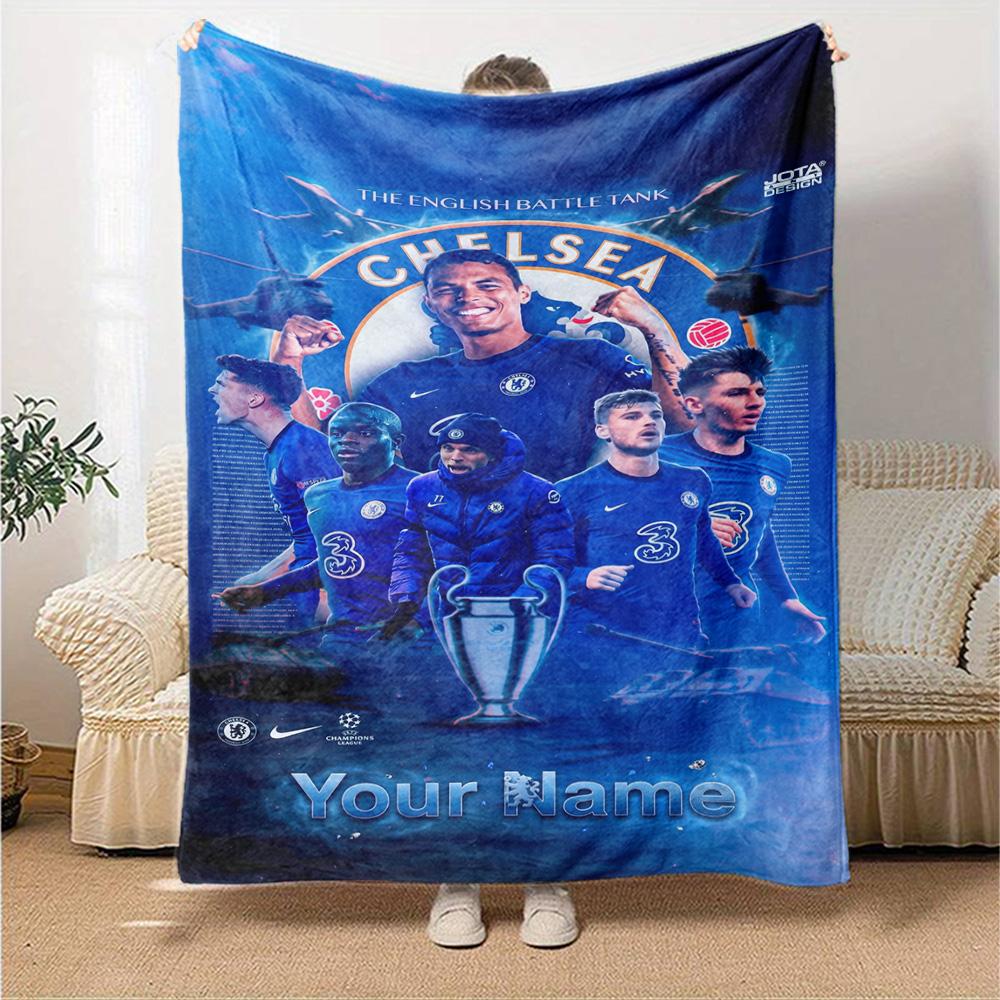Chelsea Fc Football Player Customize Text Blanket Lightweight Customizable Blanket Comfortable Suitable for Sofa Livingroom Nap Bed for All Occasions