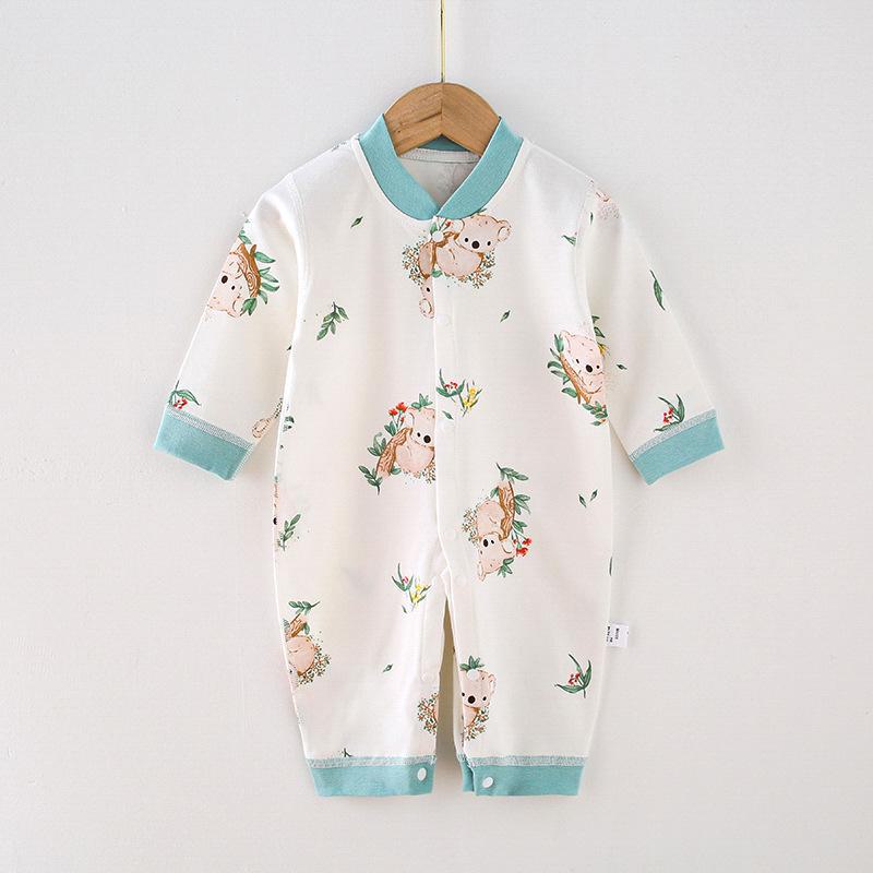 Combed Cotton Long-Sleeved Baby Romper for Newborns - Spring & Autumn