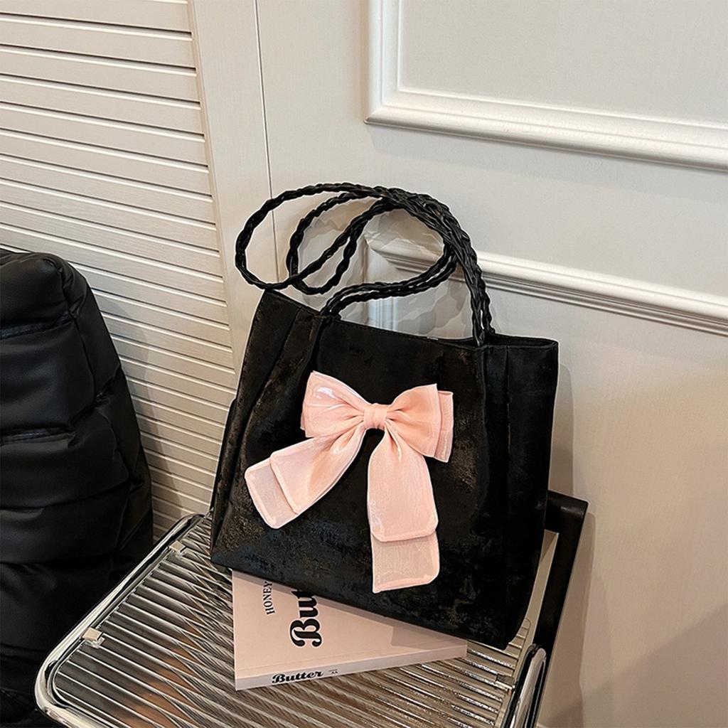 Ladies Fashion Shoulder Bag Handbag All-match Messenger Bag,Bow Contrast Color Shoulder Bag