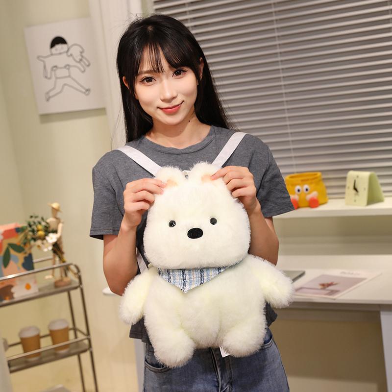 Schnauzer Dog Cat Backpack Super Soft Fashionable Decoration Shoulder Bag Kids Cartoon Animals Dolls Christmas Halloween Gift