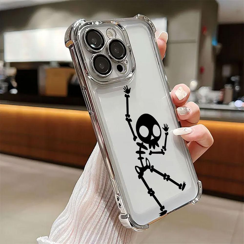 Black Skull Cute Phone Case for iPhone 17E 11 13 15 16 17 Pro Max 14 Plus 17Air 16E 13 Pro 12 17Pro Soft Shockproof Clear Cover