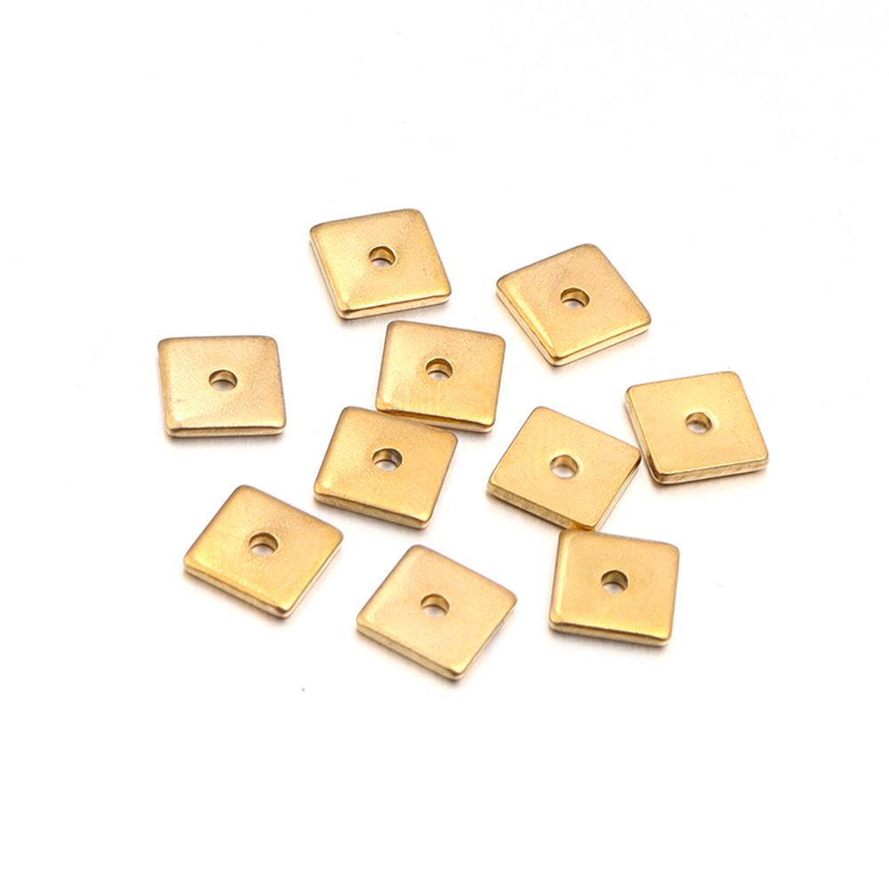 10-50pcs/Lot 4 5 6 8mm Gold Color Stainless Steel Square Flat Spacer Beads Small Hole Loose Spacer Beads Charms for Jewelry