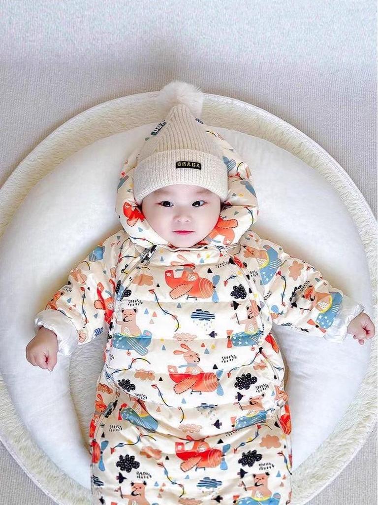 Thick Fleece-Lined Winter Baby Onesie for Boys & Girls - Warm Cotton Padded Infant Outdoor Romper