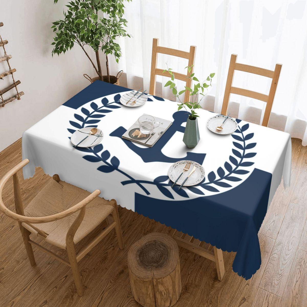 Nautisch Blauwe Ankers Met Strepen Rechthoekig Tafelkleed Waterdicht Tafelkleed Zeilende Zeeman Tafelhoezen 137x183cm
