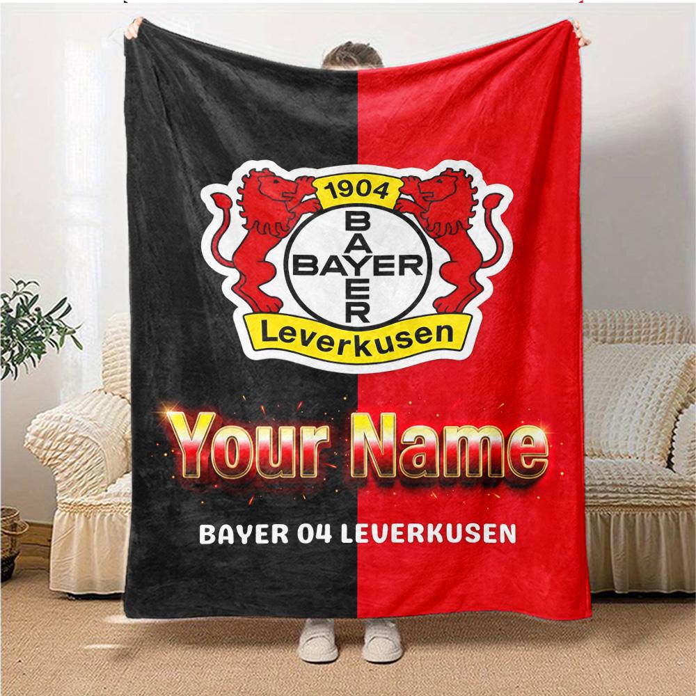 1pc Personalized Name Bayer Leverkusen Blanket, Gift, for Men and Women, Soft Blanket, Good for Sofa Bed Couch Travel, Lightweight Flannel Blanket