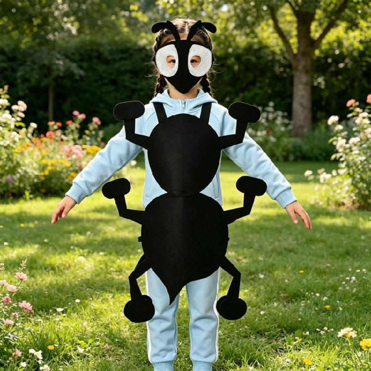 Black Costume Set, Mask Included,Ant Cosplay Outfit for Kids and Youth, for Halloween Parties and School Shows
