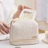 PU Makeup Brushes Pouch Dry Wet Separation Double-layer Toast Cake Shape Storage Bag Waterproof Large-capacity for Business Trip