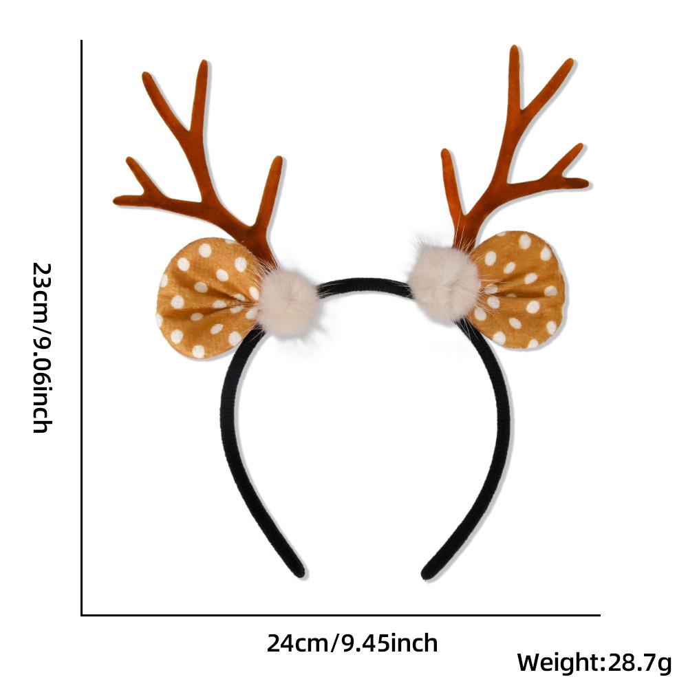 Brown Adorable Reindeer Antlers Headband With Red Pom Poms For Christmas Parties