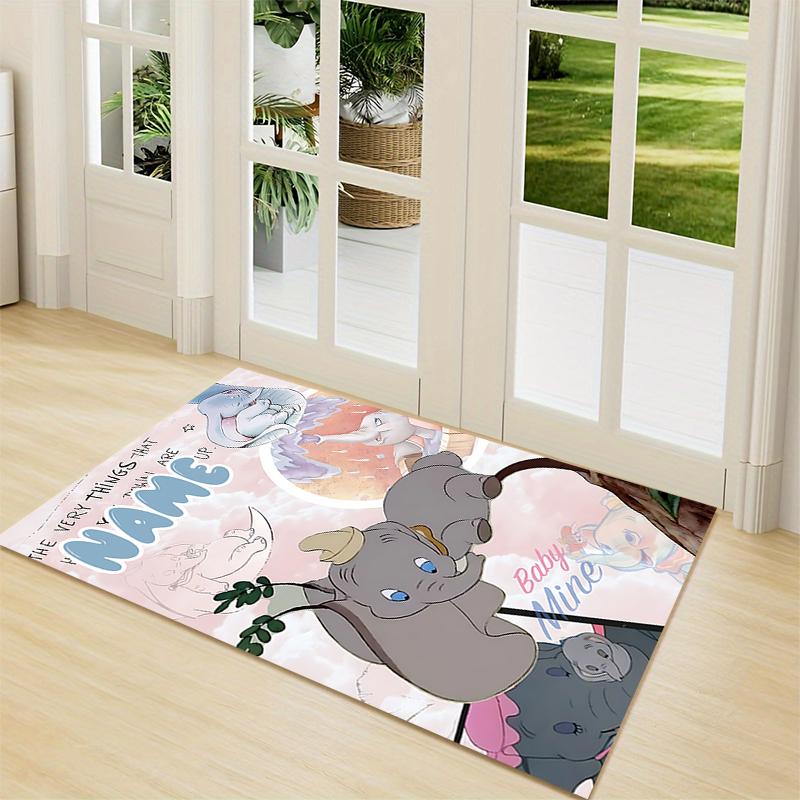 Custom Name "Baby Dumbo Adventure" Carpet Rug Customizable Soft Washable Anti-Slip Home Living Room Sofa Mats Personalized Rug. 0909387