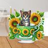 2D/Flat Teacup Cat DIY Diamond Painting Tabletop Ornaments Kit Table Top Diamond Painting Ornament Kits Bedroom Table Decoration