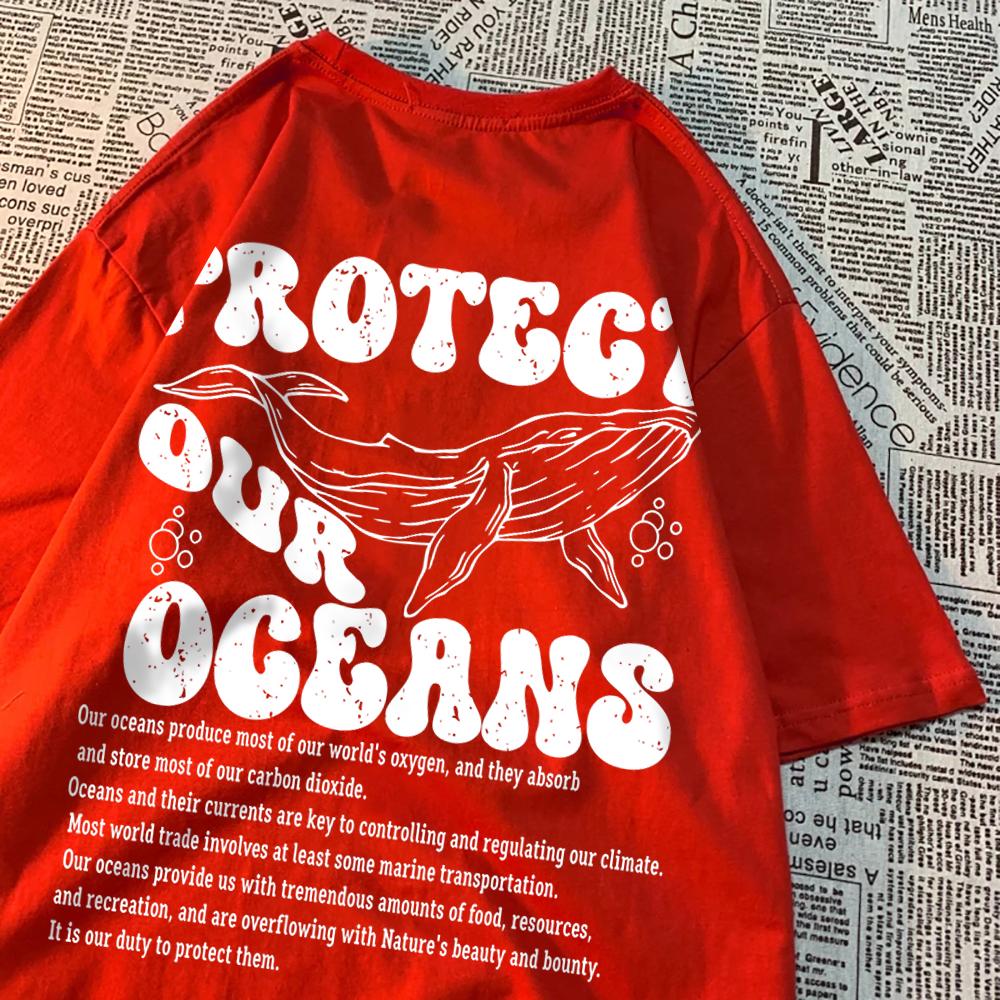 

Защитим наши океаны Одежда Whale Landing Мужские Летние Новые Футболки Винтажные Свободные С Половинными Рукавами Личность Оверсайз Футболки Женские 4XL