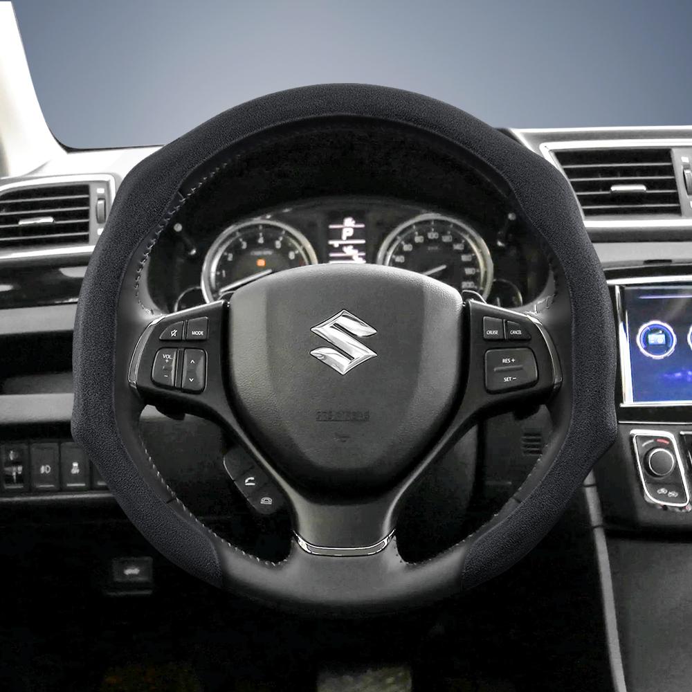 Suitable for Suzuki Premium Suede Snap-On Steering Wheel Cover, Non-Slip and Durable, Grand Vitara Jimny Swift Alto Celerio Sx4 Kizashi and Other Mode