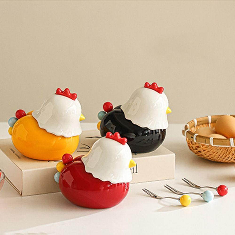 Ceramic Toothpick Holder with 6 Colorful Egg-Shaped Compartments ,Decorative Kitchen & Dining Accessory, Durable Ceramic Construction