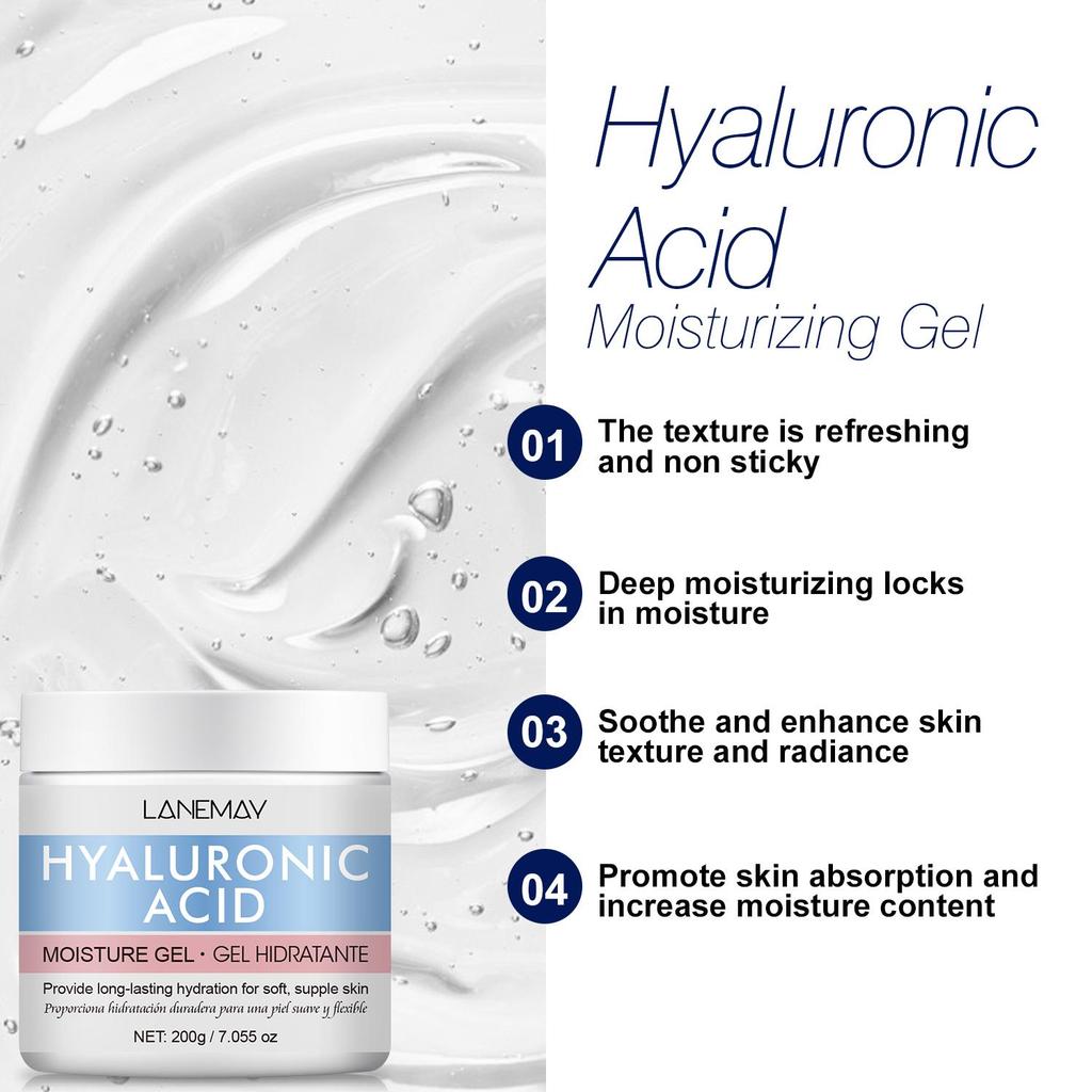 Hyaluronic Acid Moisture Gel-Provide Long-Lasting Hydration For Fine Lines And Wrinkles Keep Skin Soft, Supple-Suitable For All Skin Types, 200ml