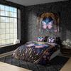 Blue Pink Monarch Butterfly Duvet Cover Dark Royalty Quilt Cover, Witchcore Blanket Cover Whimsigothic Bedding Set, Hippie Goth Bedspread