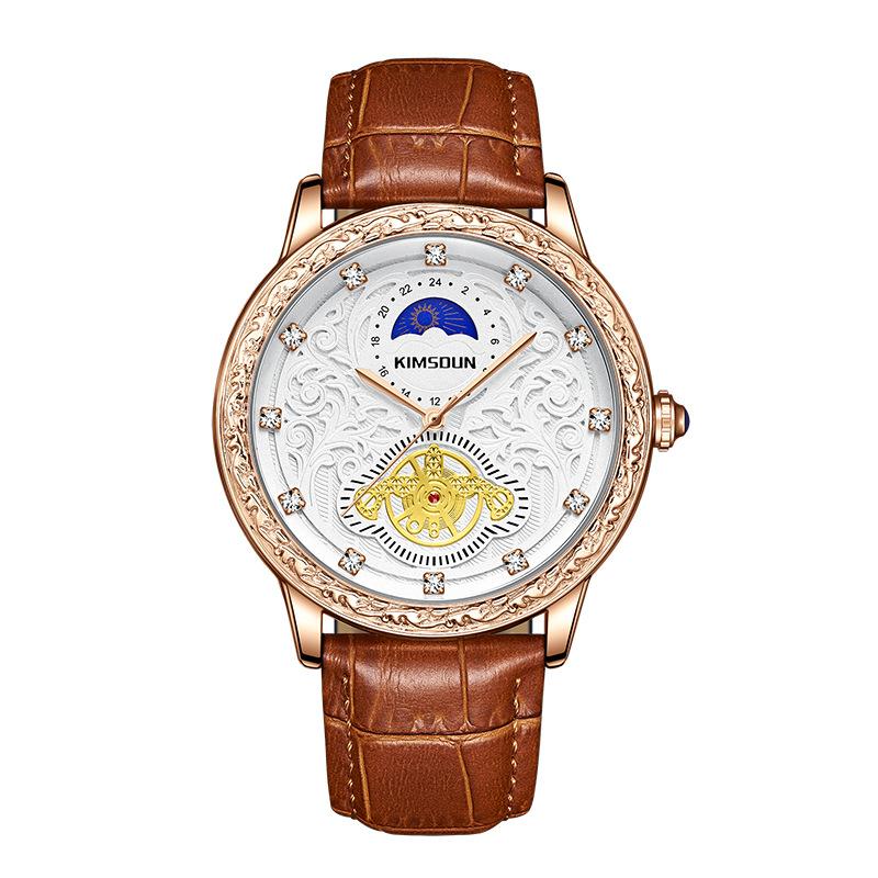 KIMSDUN Watch Men's Top Brand Luxury Clock Carved Month High-end Men's Waterproof Quartz