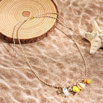 Coquillage Étoile de Mer Corde Colorée Collier Tressé Créatif pour Femmes Usage Quotidien 1PC Colliers Bohèmes Petit Poisson Pendentif Mode Bijoux pour Commuters