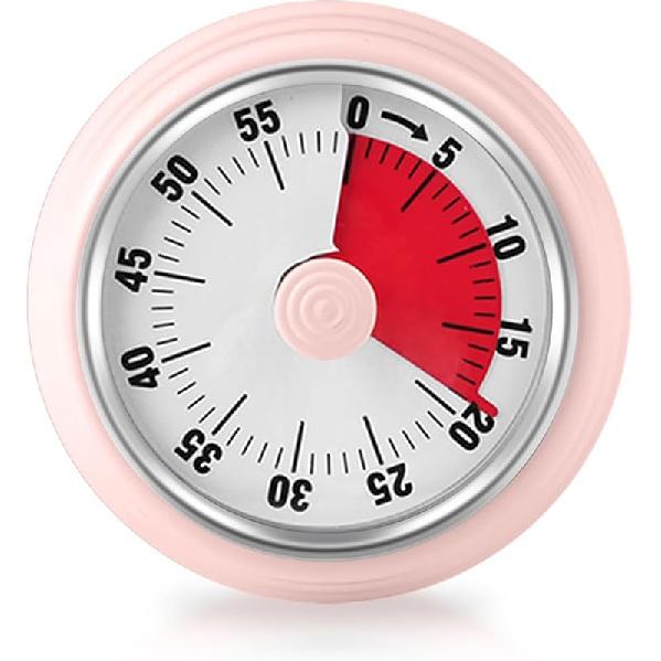 

Визуальный таймер, Teeloray 60-минутный таймер обратного отсчета, кухонный таймер с магнитной основой, механический часовой механизм, звуковой сигнал, инструмент для управления временем для розовый