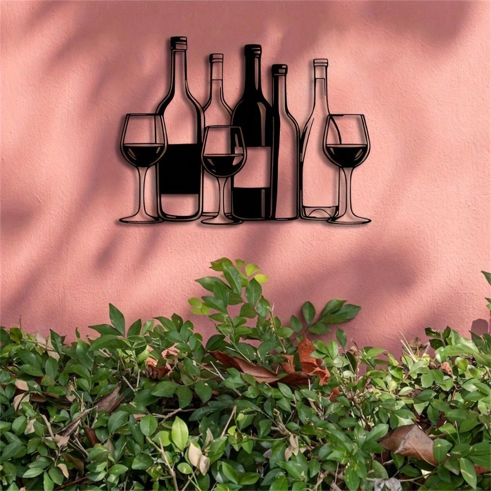 Metal Wine Glass Wall Art 11.81 Inch Minimalist Decor Indoor Outdoor Hanging Gift