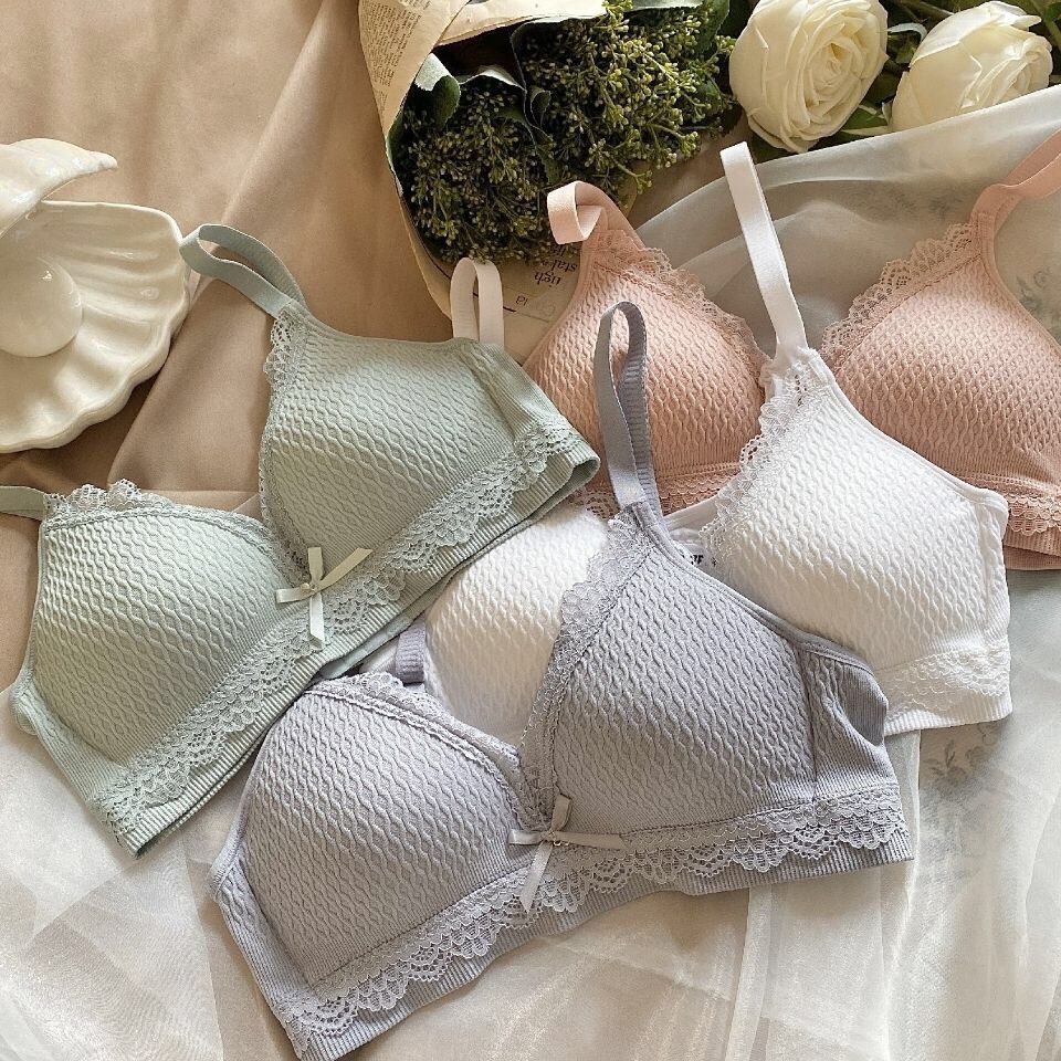 

Girls Simple Push Up Bras Solid Wireless Soft Breathable Backless Underwear For Women Lingerie Floral Style 32/70AB чорний