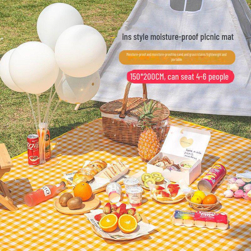 Waterproof Outdoor Picnic & Camping Mat - Moisture-Proof, Thickened, Portable, with Storage for Spring Outings