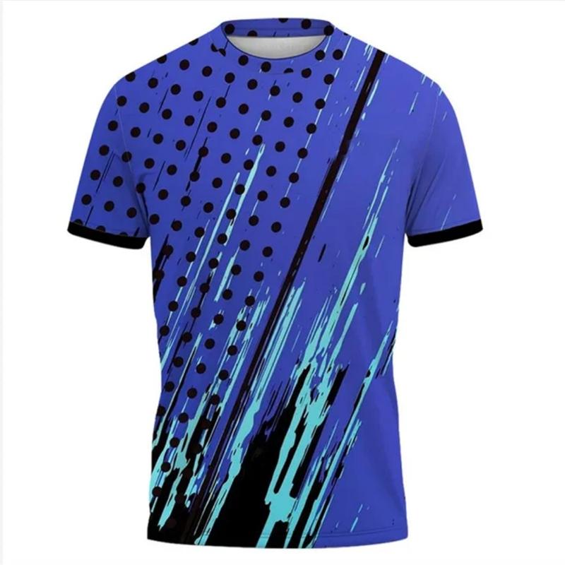 Modne Szybkoschnące Koszulki Sportowe Dla Mężczyzn Letni Trend Okrągły Dekolt Koszulki z Nadrukiem 3D Luźne Oddychające Fitness Bieganie Tenis Top