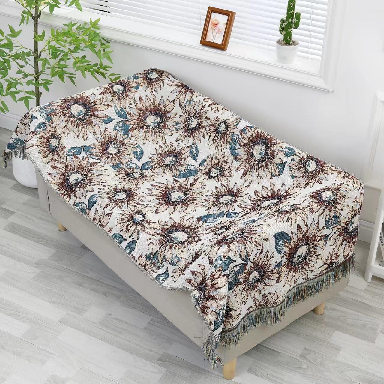 Ретро многофункциональное нитевое одеяло полотенце для дивана 90*180 жаккардовое марлевое — фото 11