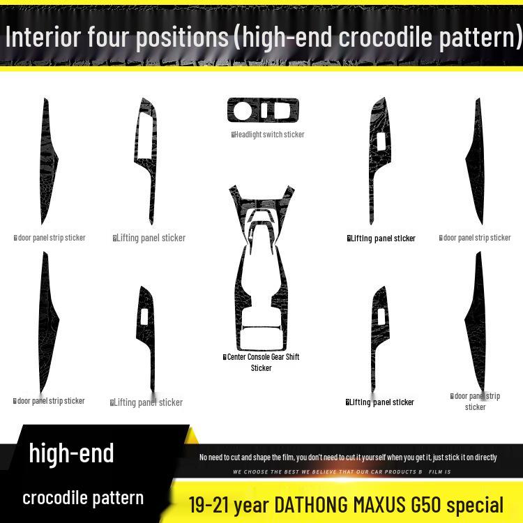 19-21 GAC MAXUS G50 Carbon Fiber Interior Protective Film: Anti-Scratch & Anti-Kick Console/Door Stickers