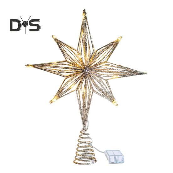 

Рождественская елка, 3D, железная верхушка для елки, украшение в виде звезды со светодиодными огнями, праздничный декор, блестящая верхушка для рождественских елок в помещении и на улице A