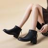 Versatile retro Martin boots women's bow high-end leather short boots autumn and winter new velvet warm boots