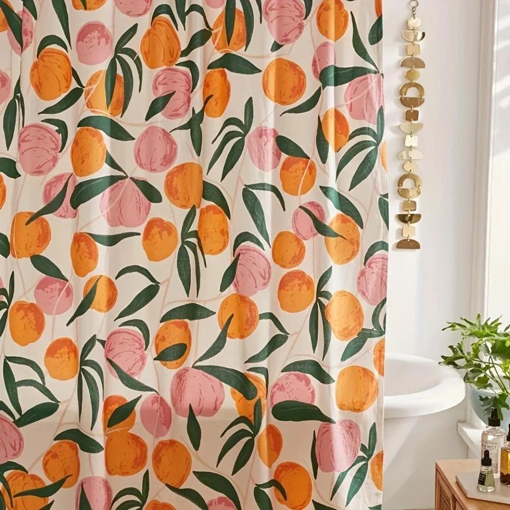 Decorate Your Bathroom with This Vibrant Orange Apple Shower Curtain with Hooks!
