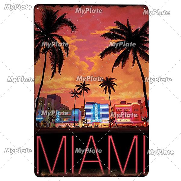 BEACH Metal Sign Vintage Plaque Surf Tin Sign Plate Wall Decor For Bar Pub Man Cave HawaiiKahunaSanta Barbara Poster Custom