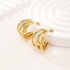 Stylish Gold-Plated Geometric Titanium Steel Earrings - Luxurious & Versatile Hoops