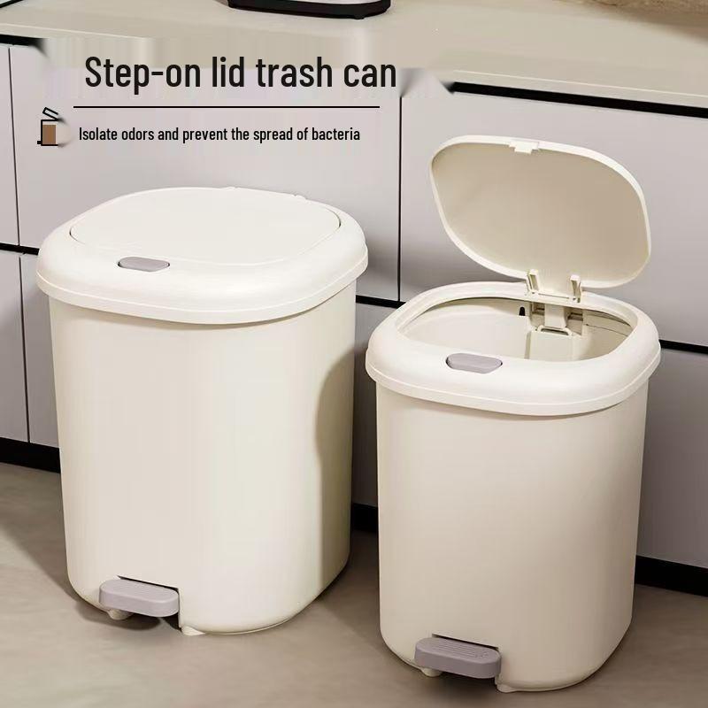 Large Capacity Foot-Operated Trash Can with Lid for Bathroom, Bedroom, Kitchen, and Living Room