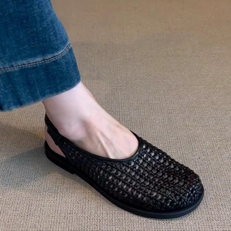 Fashion Mesh Hollow Woven Toe Sandals for Women for Summer Wear New Style with Back Straps and Soft Soles for Beach Roman Shoes