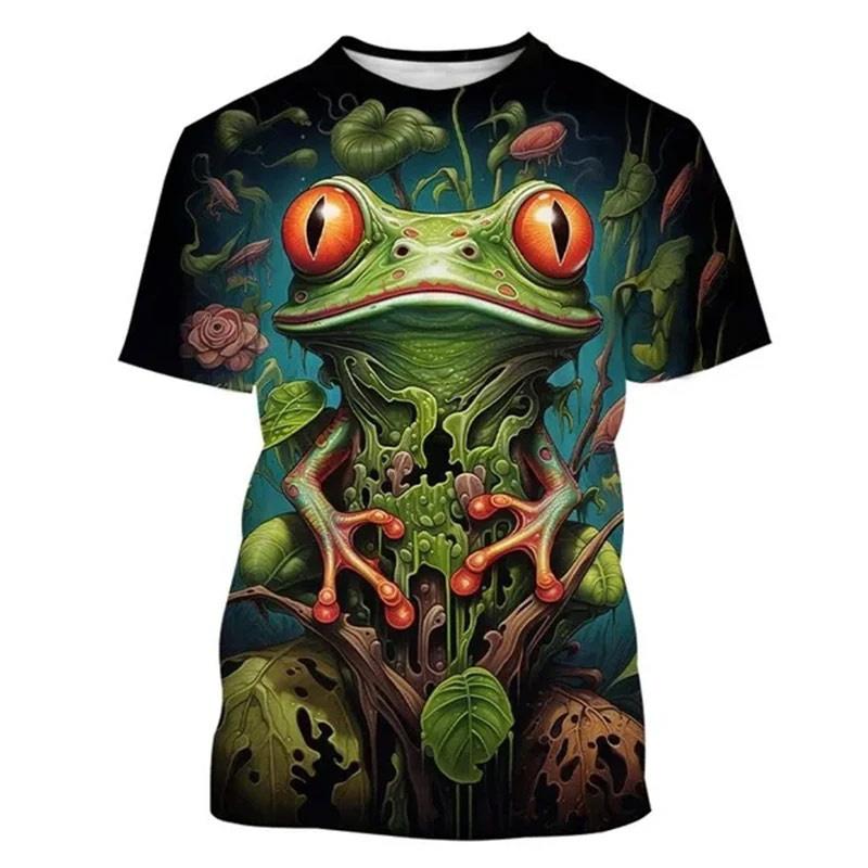 Cartoon Tree Frog Graphic T-Shirt For Men Funny Animal 3D Printed T Shirts Summer Fashion Casual Round Neck Tees Short Sleeves