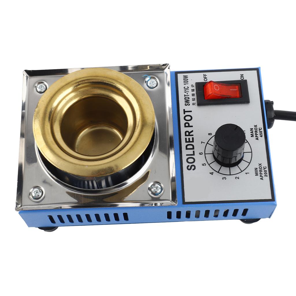 300W 100mm 1200g Soldering Pot Stainless Steel Solder Pot Compact Temperature Solder Bath for Welding and Soldering